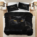 Ljojo 3D Black Cat Print Duvet Cover Set - Soft Fashion Bedding