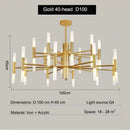 Ljojo Luxury Multi-Head Branch Chandelier Black/Gold LED Art for Home & Restaurant