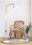 Modern Industrial Retro LED Floor Lamp Swing Arm Solid Wood Art Chandelier by Ljojo