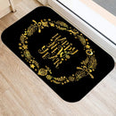 Ljojo Merry & Happy Year Door Mat: Golden Black Letter Print, Non-Slip Floor