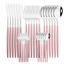 30-Piece Pink Silver Stainless Steel Dinnerware Set by Ljojo