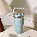 Ljojo 20oz Double Drink Thermos Cup - Vacuum Insulated Thermal Bottle Straw Water Cup