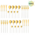 Ljojo 48-Piece White Gold Stainless Steel Dinnerware Set