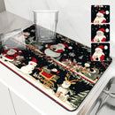 Christmas Santa Tree Non-Slip Drying Mat for Kitchen - Ljojo Tableware Absorbent Placemat