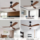 Ljojo 52" Black Retro Ceiling Fan Light Control Home Bedroom Lounge Outdoor