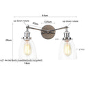 Ljojo 2-Head LED Wall Sconce Industrial Iron Glass Retro Stair Light Fixtures