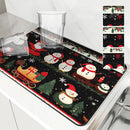 Christmas Santa Tree Non-Slip Drying Mat for Kitchen - Ljojo Tableware Absorbent Placemat