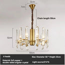 American Vintage Luxury LED Pendant Light Gold Copper Crystal Chandelier by Ljojo