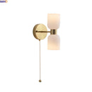 Ljojo LED Wall Lamps 2 Heads Pull Chain Switch White Glass Stair Light