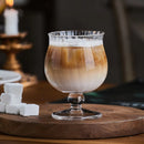 Ljojo 200ml Clear Ripple Glass Coffee Cup High Foot Handcrafted Juice Bar Cocktail Cup