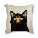 Black Cat & Butterfly Print Linen Cushion Cover by Ljojo - 45x45CM