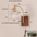 Ljojo LED Glass & Wood Wall Lamp for Living Room Bedroom, Pull Chain Switch