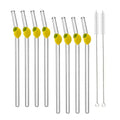 Ljojo Lemon Shaped Glass Drinking Straws Set with Brush Bag - Bar Drinkware