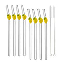 Ljojo Lemon Shaped Glass Drinking Straws Set with Brush Bag - Bar Drinkware