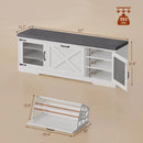 Ljojo™ Rustic Storage Bench with Lift Top Drawers, Cushioned Seat, Shoe Rack