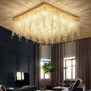 Ljojo Luxury Gold Crystal Chandelier LED Square Ceiling Light for Bedrooms and Living Rooms