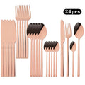 Ljojo 24Pcs Gold Cutlery Set Stainless Steel Flatware Dinnerware Kitchen Tableware