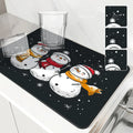 Christmas Snowmen Snowflakes Drying Mat for Kitchen Table Decoration - Ljojo