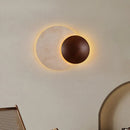 Art Deco LED Wall Lamp Natural Stone Dark Wood Dimmable Indoor Sconce by Ljojo