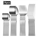 Ljojo 24-Piece Stainless Steel Cutlery Set for Restaurant Banquets