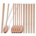 Ljojo 12Pcs Luxury Korean Stainless Steel Tableware Set