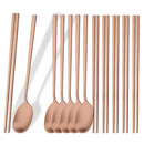 Ljojo 12Pcs Luxury Korean Stainless Steel Tableware Set