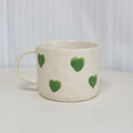 Ljojo 10oz Heart Pattern Ceramic Coffee Mug with Handle, Unique Design, Lovely Gift