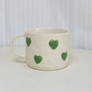 Ljojo 10oz Heart Pattern Ceramic Coffee Mug with Handle, Unique Design, Lovely Gift