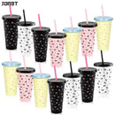 Ljojo 24oz Bow Plastic Water Cup with Straw Lid - Portable Drinkware for Sports, Camping, Party