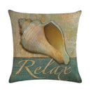 Ljojo Marine Life Linen Pillowcase: Fashion Conch Starfish Shell Sofa Decor Cover