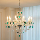 French Green Crystal Chandeliers Luxury Glass Pendant Lights by Ljojo for Living & Dining Rooms