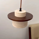 European Vintage Stone Pendant Light LED Walnut Travertine Hanging Lamp by Ljojo