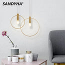 Ljojo Modern Minimalist Golden Round Ring Chandelier Pendant Light for Bedroom Dining Room