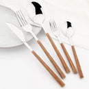 Ljojo 24Pcs Stainless Steel Flatware Set with Imitation Wooden Handle | Western Cutlery Tableware