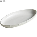 Ljojo Lotus Leaf Oval Plate: Ceramic Fish Steamed Dish for Sushi, Salad, Dessert