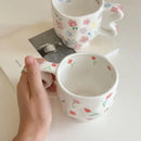 Hand-Painted Tulip Flower Pattern Ceramic Mug by Ljojo - High-Footed Cup
