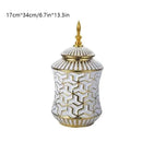 Ljojo™ Ceramic Storage Jar & Vase: White Gold Luxury Decor & Flower Arrangement