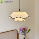French Lace Waves Hand-Knitted LED Pendant Light Creamy Style Home Chandelier by Ljojo