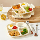 Ljojo 4-Grid Square Plastic Dinner Plate for Kids & Students, Reusable & Dishwasher Safe