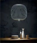 Foscarini Spokes 1/2 Suspension Pendant Light: Elegant White Birdcage Lamp for Dining Room