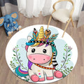 Ljojo Lion Cartoon Animal Round Carpet for Living Room Children's Bedroom