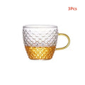 Ljojo 100ml Glass Fish Scale Teacup Set Transparent Handle Kung Fu Small Cup