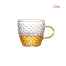 Ljojo 100ml Glass Fish Scale Teacup Set Transparent Handle Kung Fu Small Cup