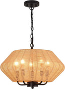 Ljojo 5-Light Rattan Chandelier for Kitchen Bedroom Living Room.