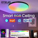 Ljojo 38cm Round Smart Ceiling Light: RGB Ambient, APP Remote Dimming, Voice Control