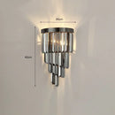 Ljojo Luxury Gold Smoky Gray Crystal Wall Sconce - Modern LED Bedside Light