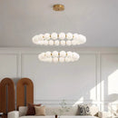 Nordic Modern Cream Pearl Circle LED Chandelier for Elegant Living & Dinning Spaces by Ljojo