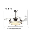 Ljojo Brushed Nickel Modern Luxury LED Ceiling Fan 42 Inch - Silent Home Decoration Fixture
