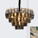 Ljojo Metal Amber Glass Pendant Lights - Gray Chain Pendant Lighting Fixtures