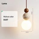Yellow Travertine Pendant Light Stone Wood Hanging Light for Kitchen Island by Ljojo